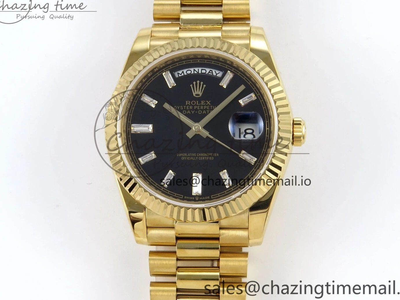 Good Copy Rolex Watches Bracelet 842 on Dial Best Date (Gain Contemporary Edition Weight) Day VR3255 Black YG 1:1 Crystal 228238 KF 40 President 0113